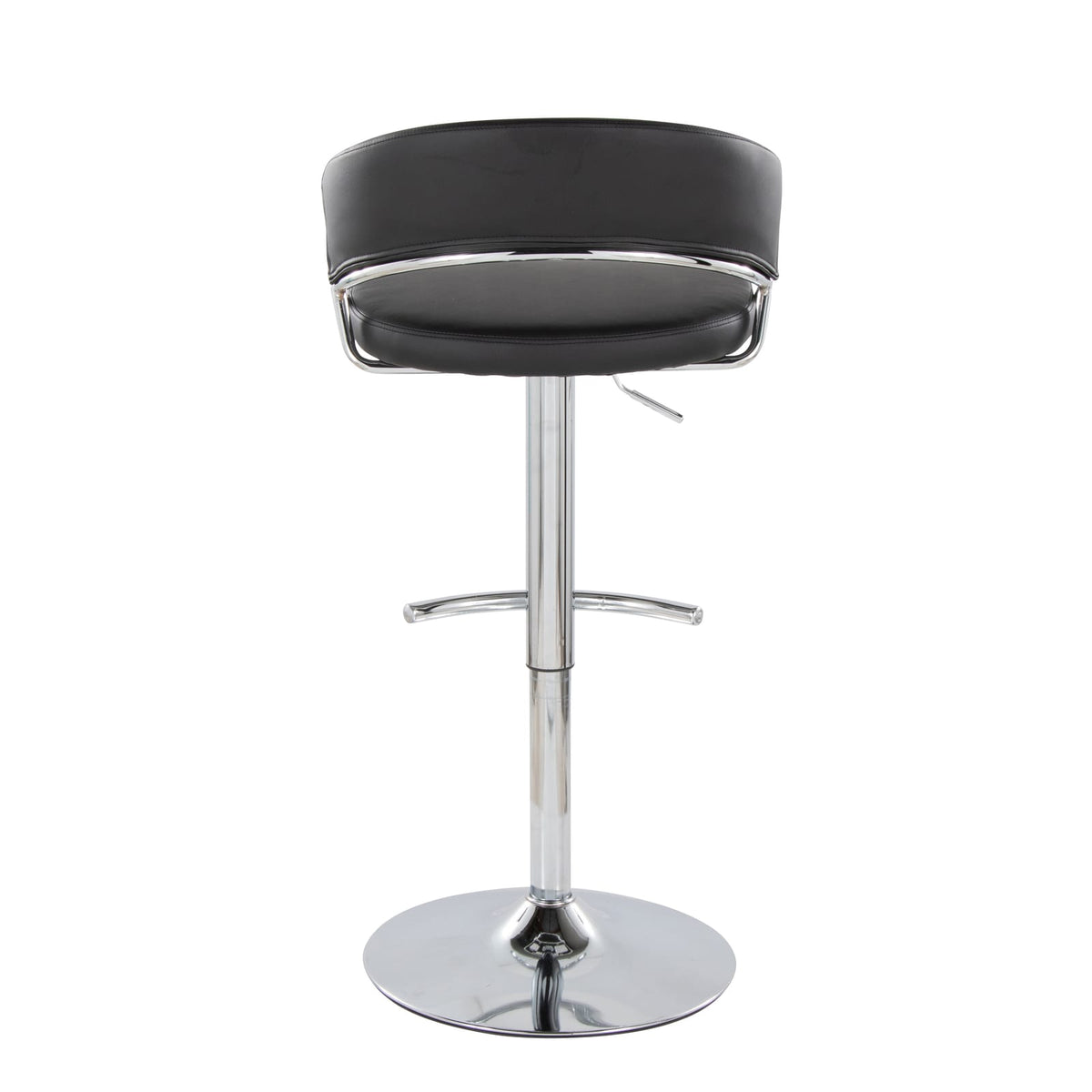 Black Faux Leather Barstools - 2 Adjustable Swivel Chrome Bar Stools
