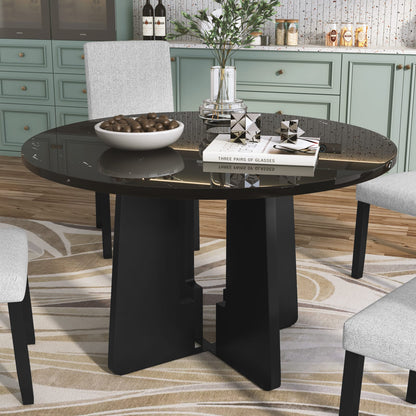 Round Dining Table - 43 Inch Black MDF Tabletop