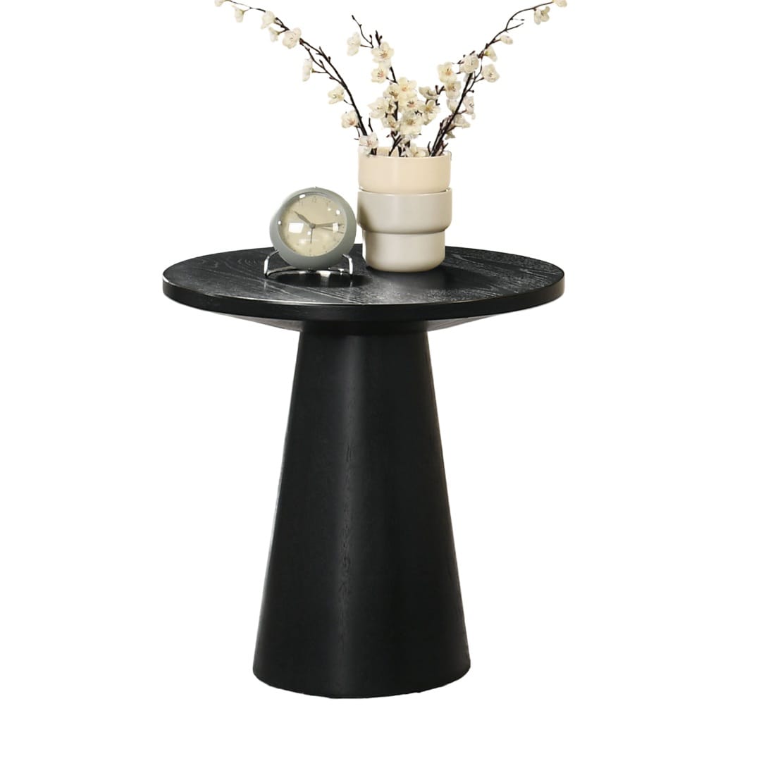 Black End Table - 20" Round Contemporary Style