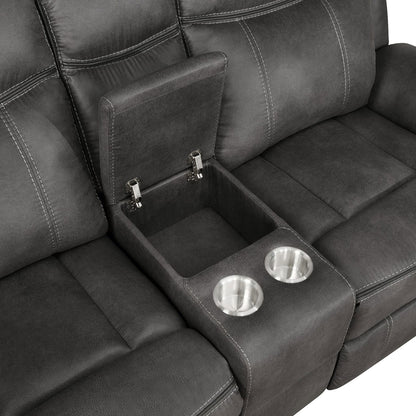 Charcoal Polyester Loveseat - 74" Recliner Primary Living Space