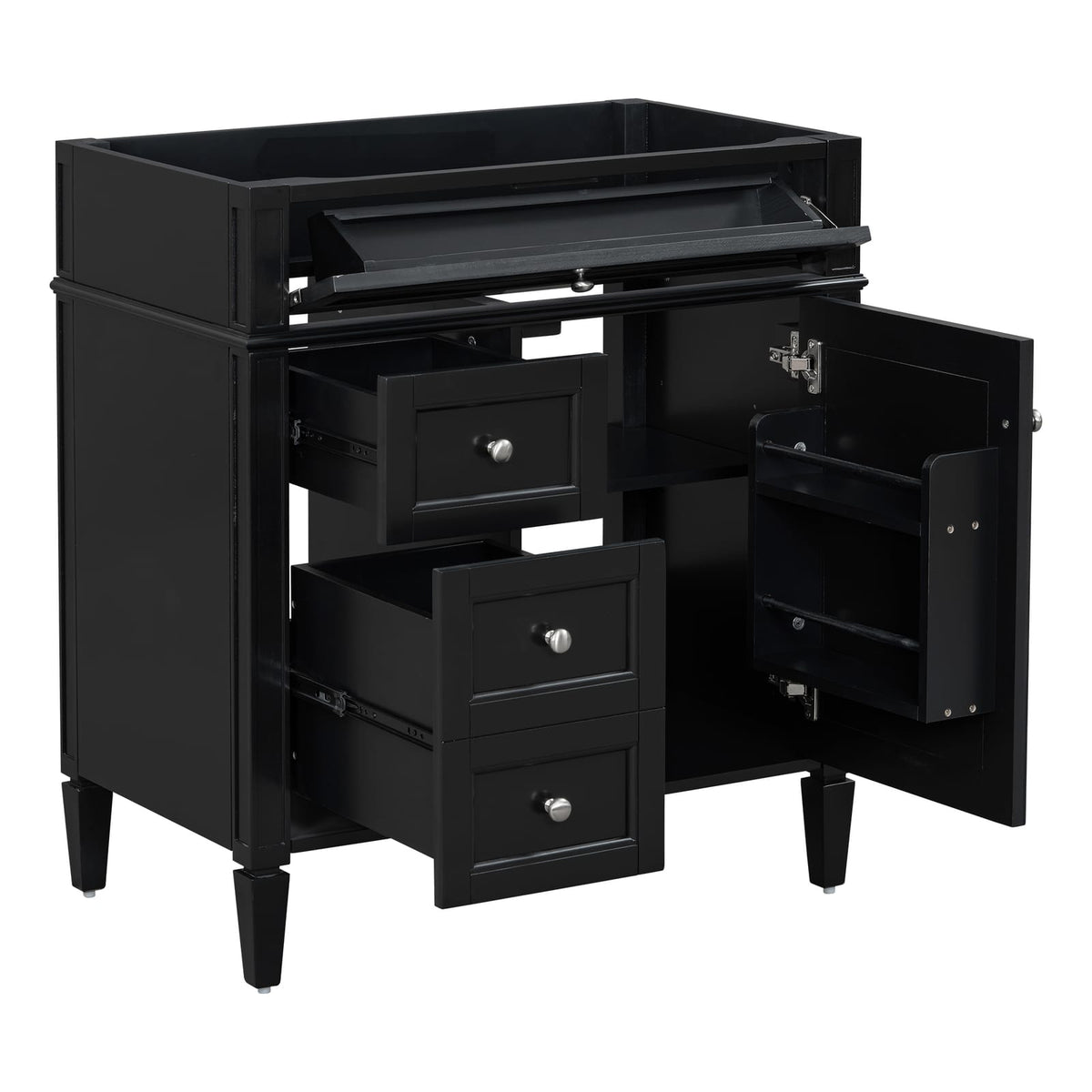 Black Bathroom Vanity with Storage - 2 Drawers, MDF