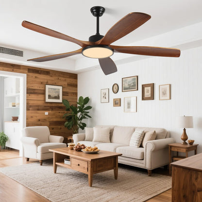 62 Inch Black Walnut Ceiling Fan - Bedroom Fan
