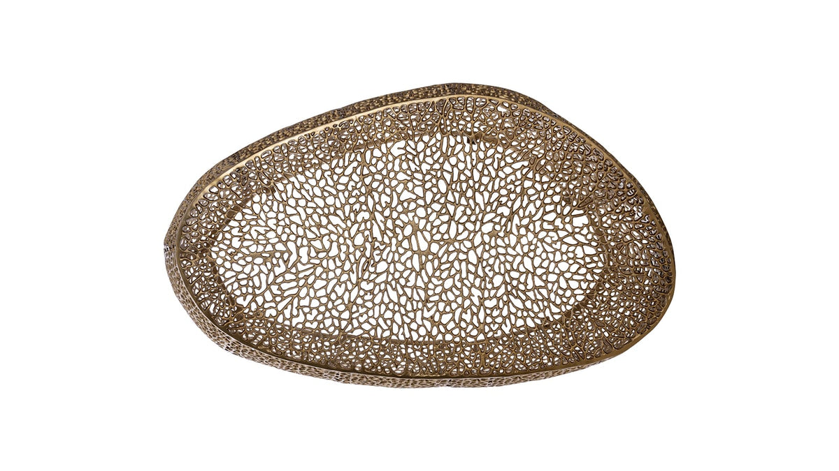 Gold Oval Coffee Table - Modern Aluminium Desk