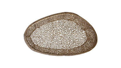 Gold Oval Coffee Table - Modern Aluminium Desk