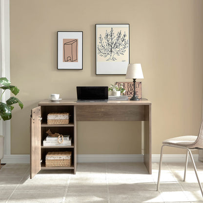 Light Brown Home Office Desk - 3 Shelf Cabinet