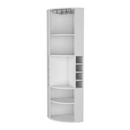 Corner Bar Cabinet with 5 Shelves & Wine Rack - White for Living Room