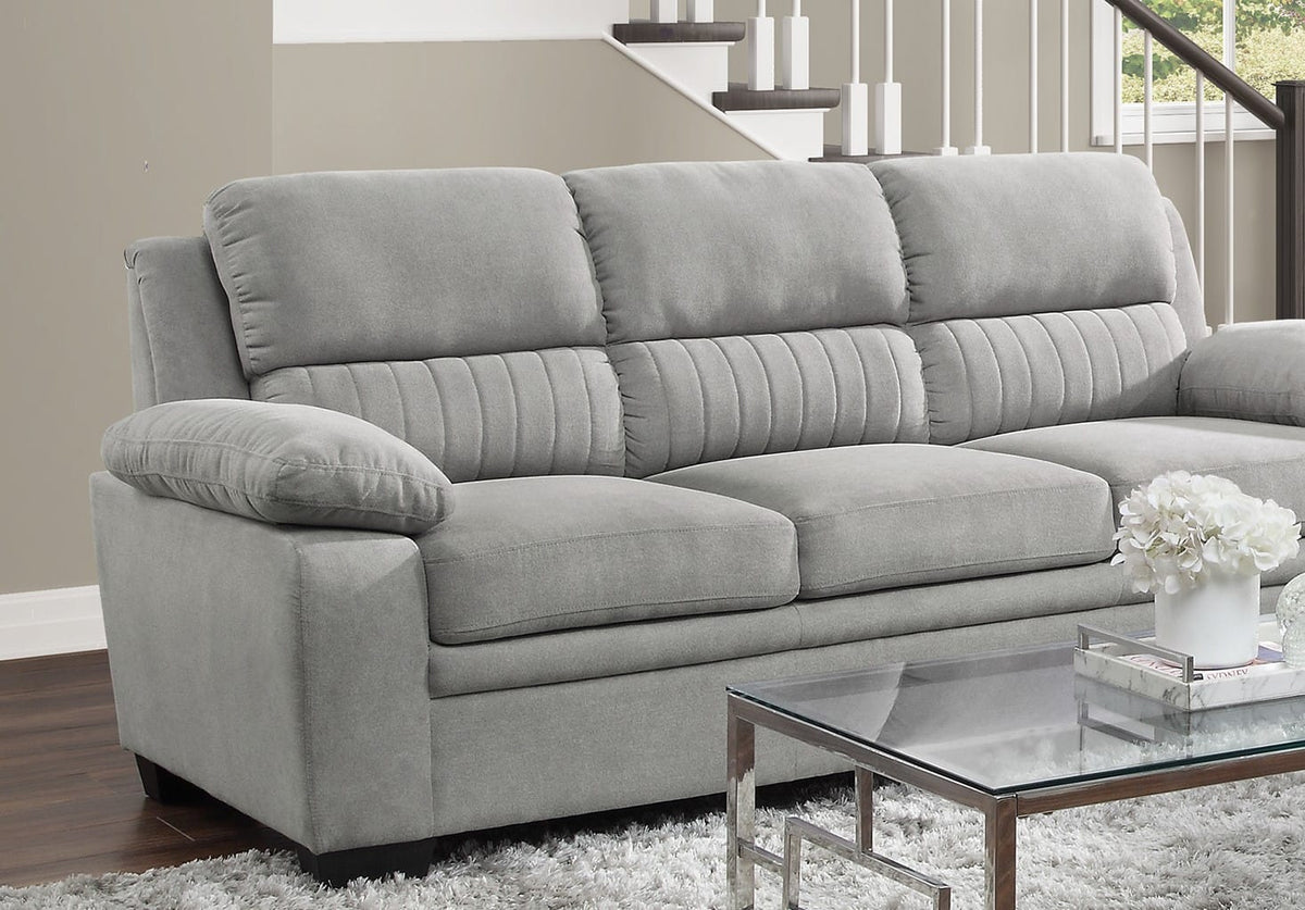 Modern Gray Sofa Set - Plush 2-Piece Loveseat & Sofa with Solid Wood Frame