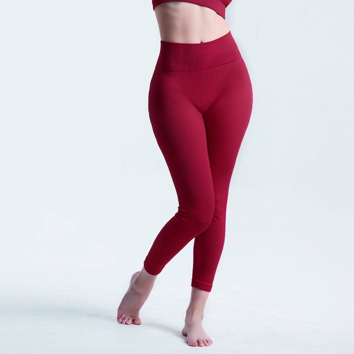 Rose Red Nylon Mesh High Waisted Leggings - Women's Yoga Pants