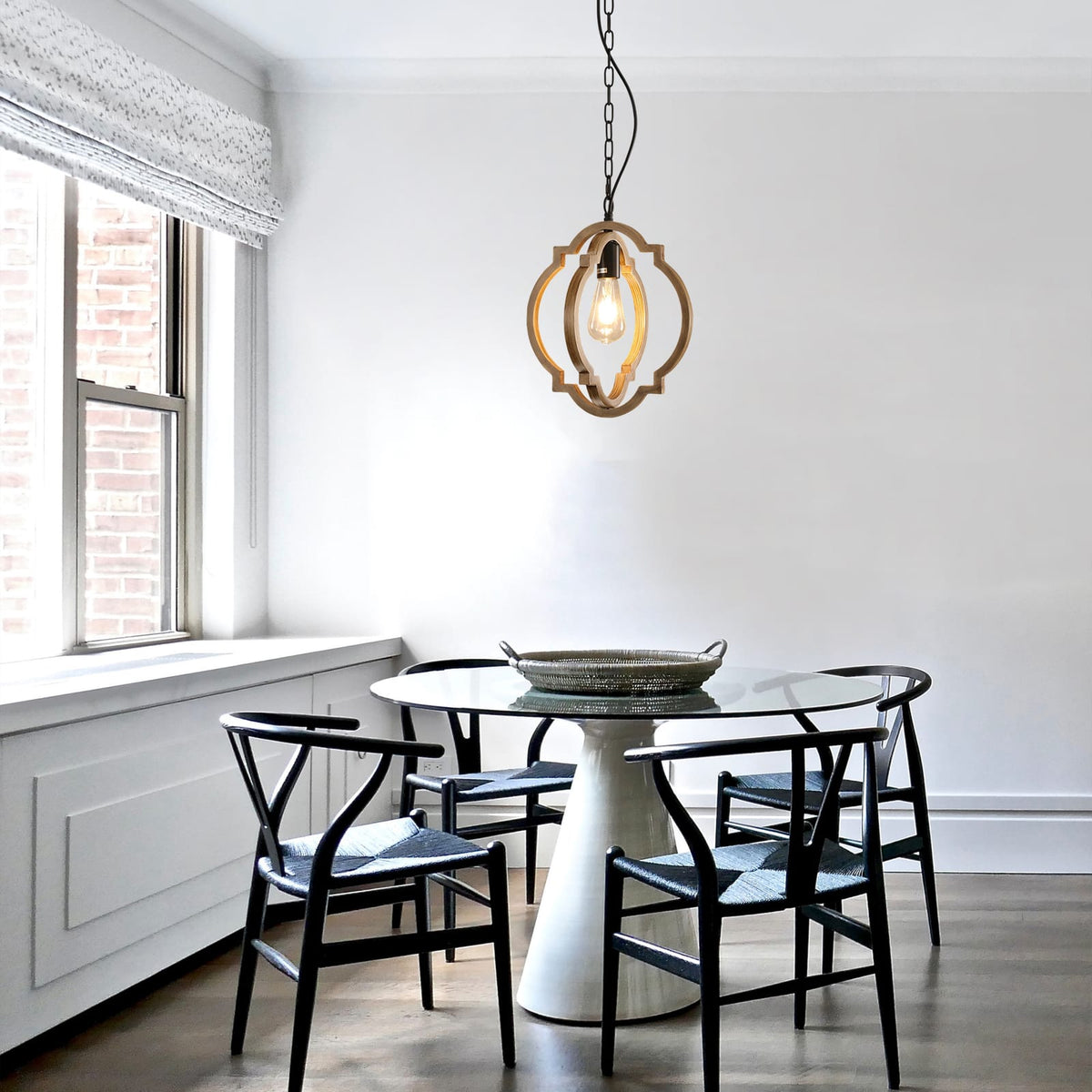Black Brown Iron Wood Dining Room Chandelier