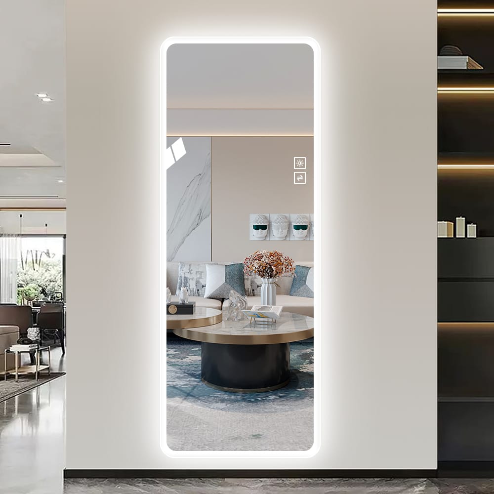 65 Inch Clear Glass Full Length Mirror with LED Light