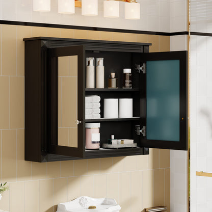 36'' Wall Mounted Bathroom Medicine Cabinet with Mirror - Black