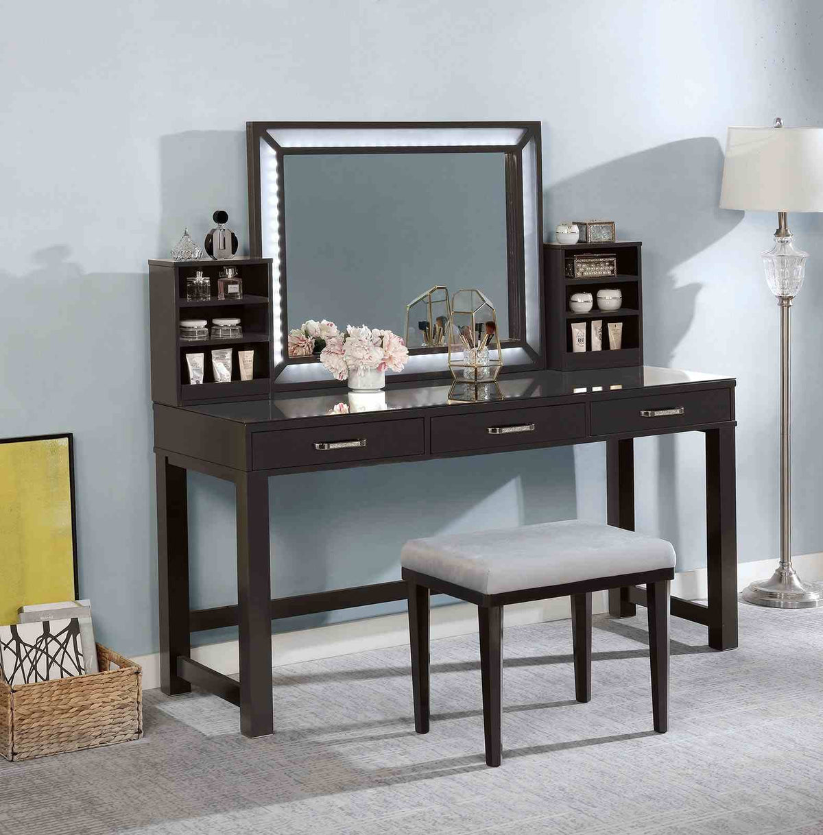 Grey Mix Bedroom Vanity with 3 Drawers