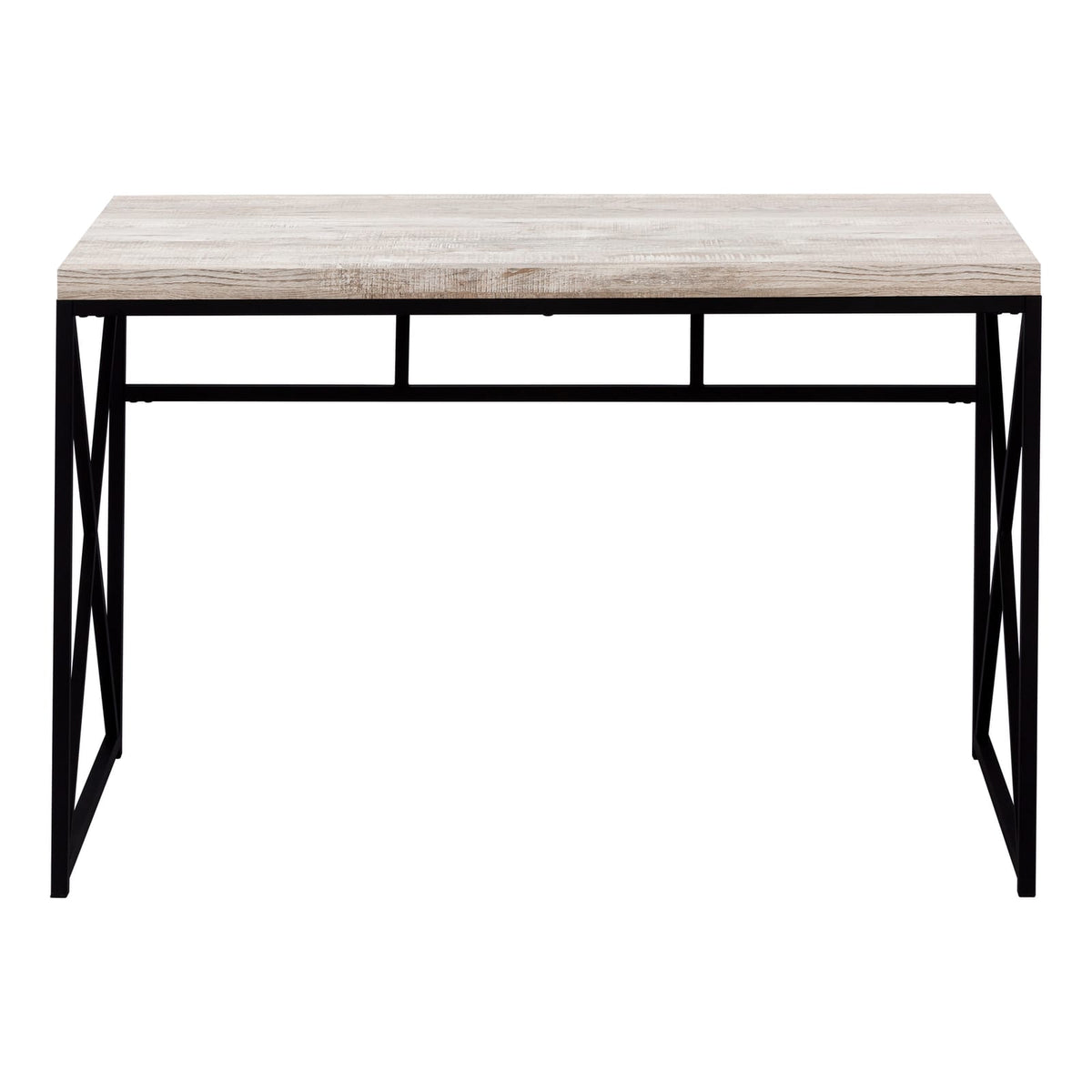 Computer Desk, Beige Laminate Home Office Desk - Black Metal Frame