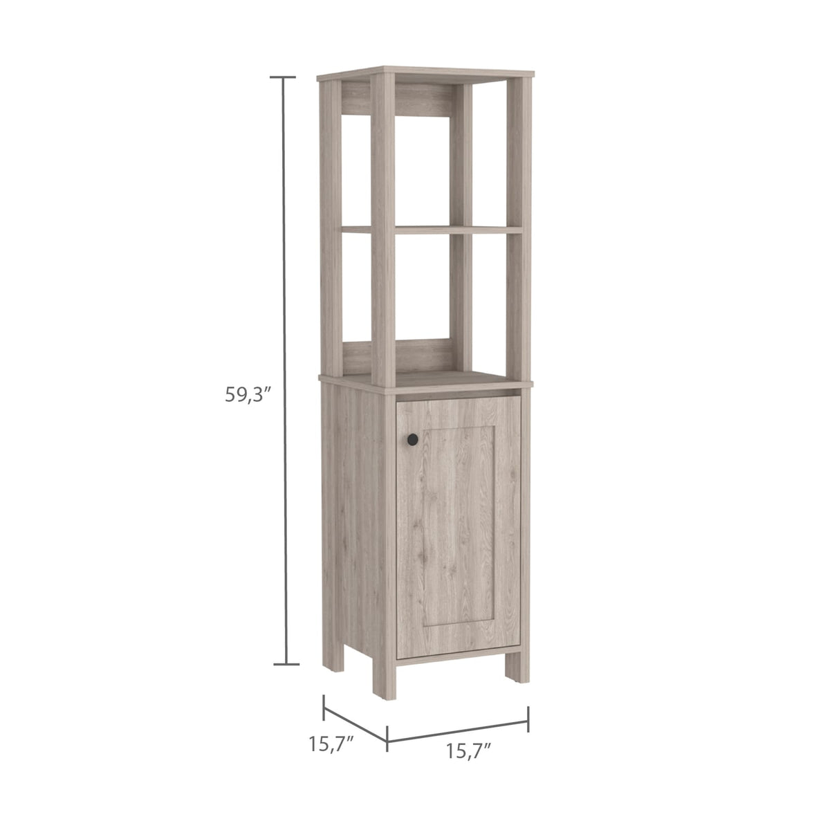 Beige Bathroom Storage Cabinet with 4 Shelves