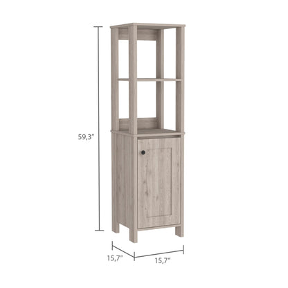 Beige Bathroom Storage Cabinet with 4 Shelves