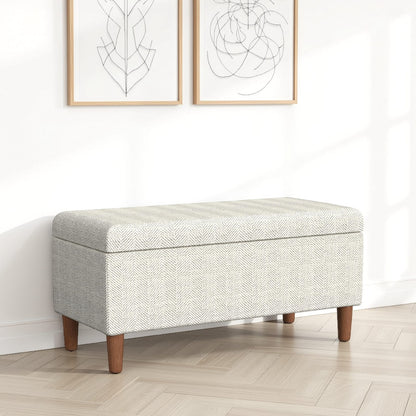 Zia Accent Storage Bench - Cream Chevron Fabric, 36 Inch