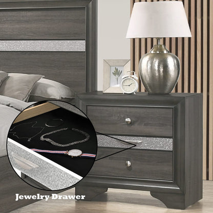 Gray Synthetic Wood Nightstand - 17"W x 26"H for Bedroom