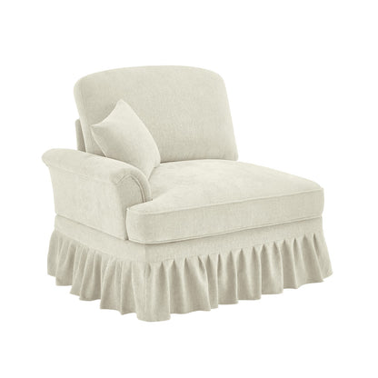 Beige White Chenille Sofa - 1 Seat Sectional
