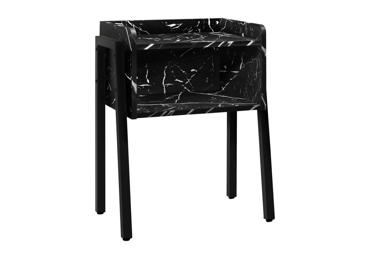 Black Metal Accent Table with Storage - 2 Tier Side Table for Living Room