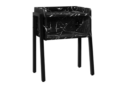 Black Metal Accent Table with Storage - 2 Tier Side Table for Living Room