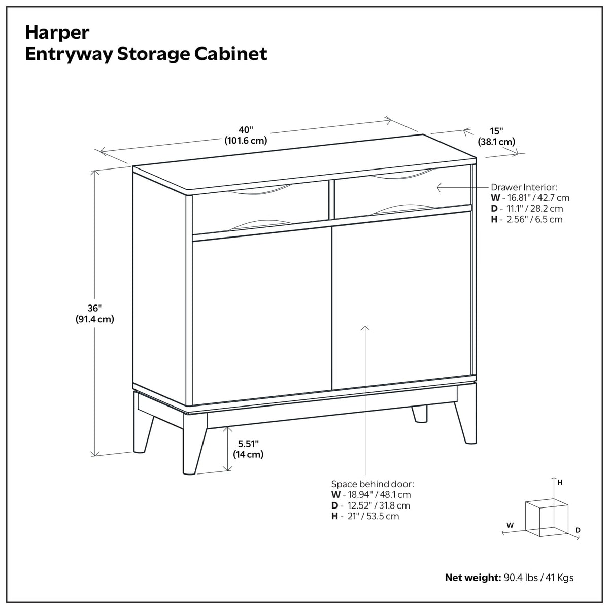 Walnut Brown Entryway Storage Cabinet - 40" Wide