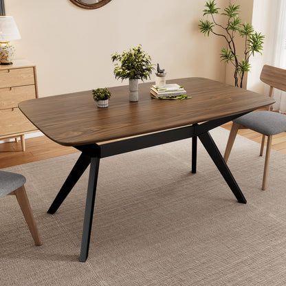 Wood Dining Table, Walnut & Black - 59" Round