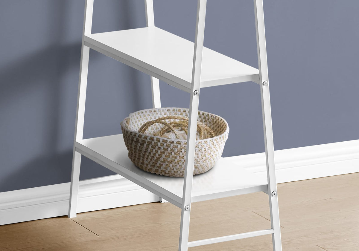 White Metal Computer Desk with Storage Shelves - 48" L