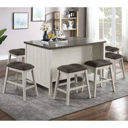 6-Piece Dark Gray Dining Table with 6 Stools for Dining Room