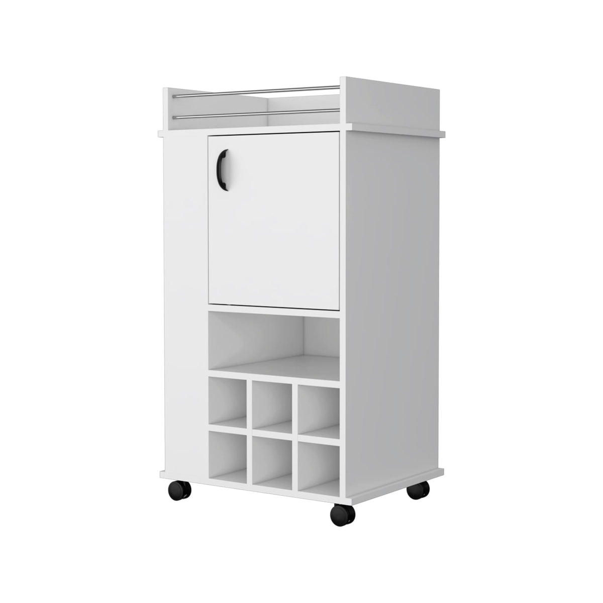 White Engineered Wood Nightstand with Two Drawers for Dining Room