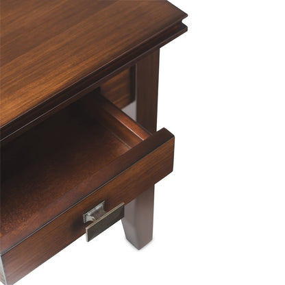 Dark Brown Russet Wood End Table - 20" Height for Living Room
