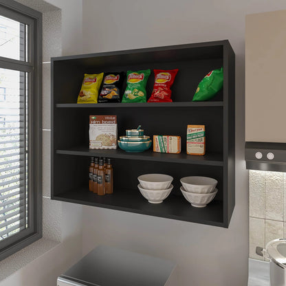 Wenge Wall Cabinet - Open Storage & Shelves