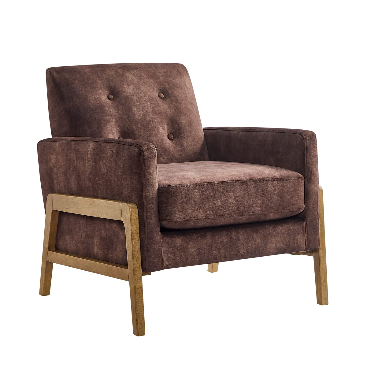 Espresso Polyester Accent Chair - 31.38" Square Arms for Living Room