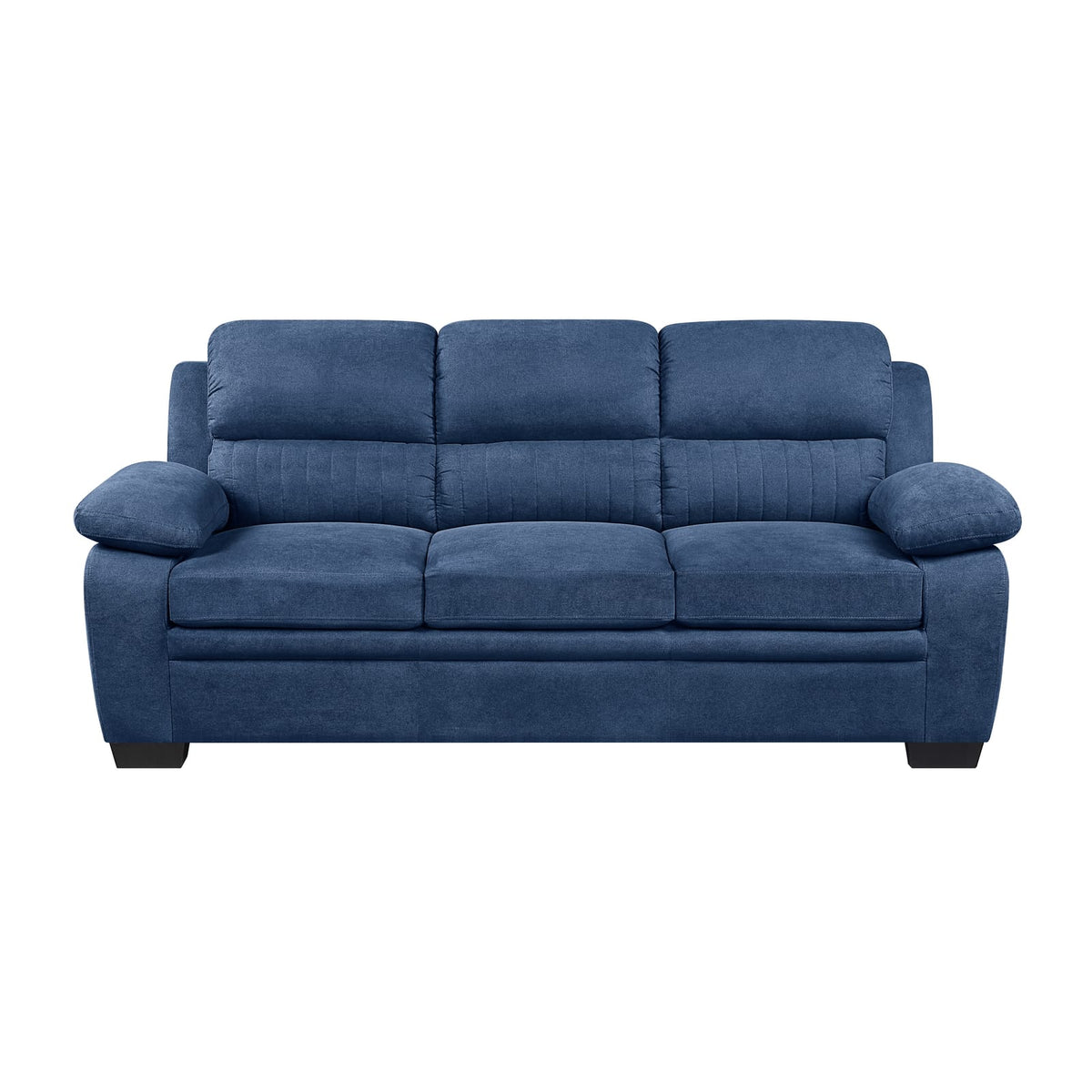Blue Solid Wood 5 Seat Sofa with Pillow Top Arms for Living Room