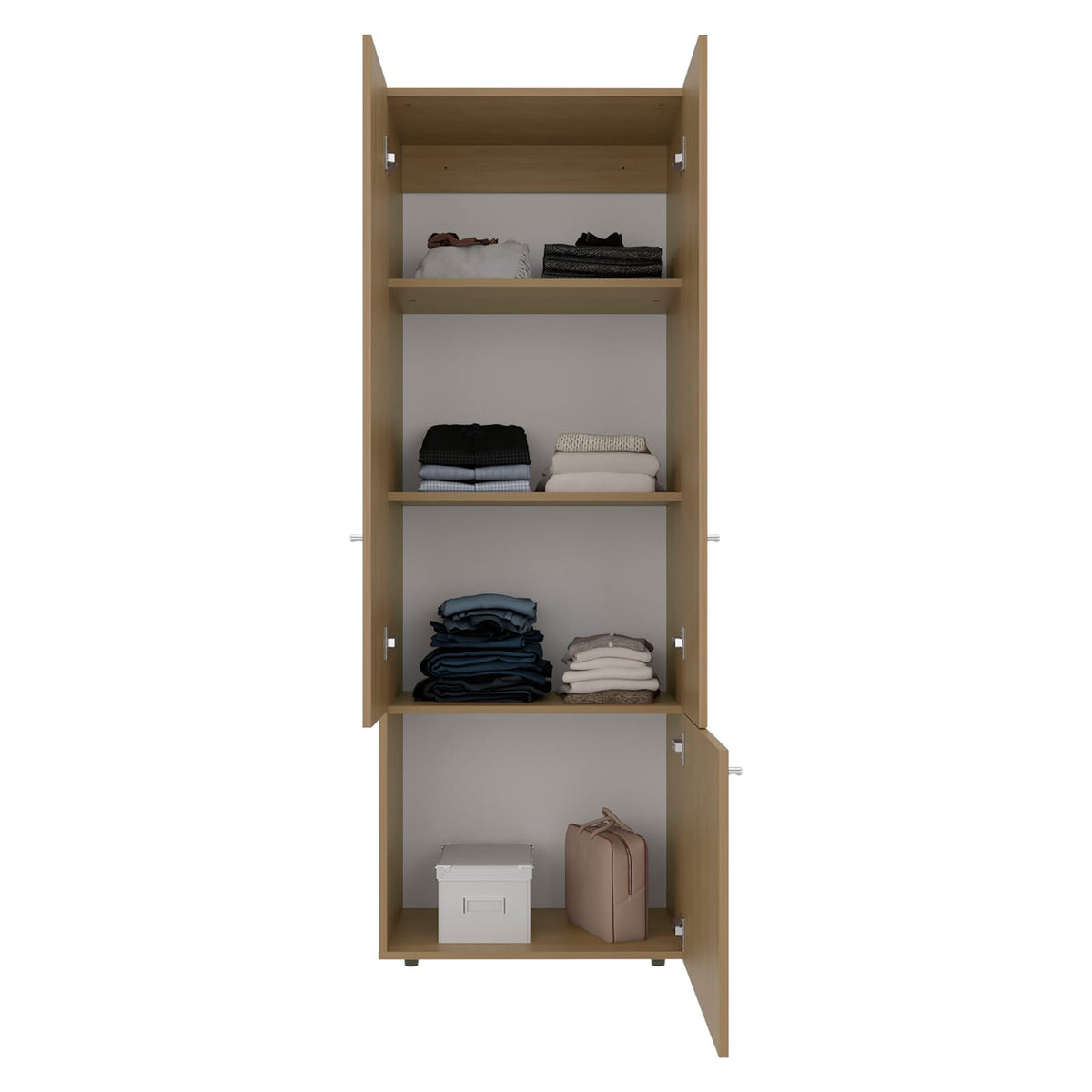 Modern Oak Particle Board Wardrobe with Hanging Rod for Bedroom Storage