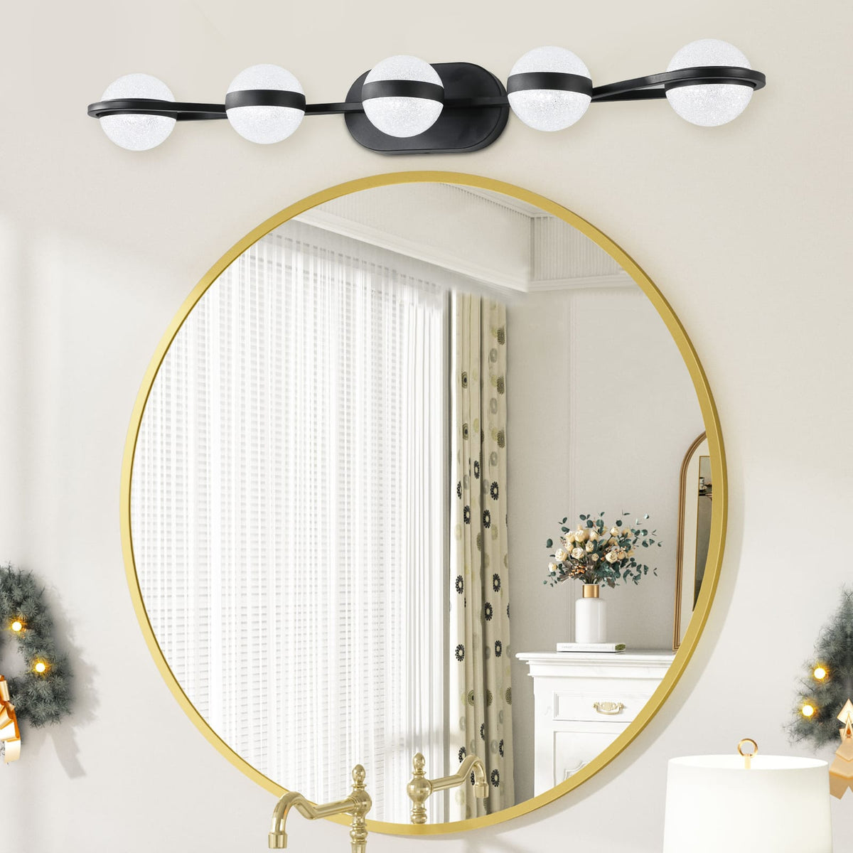 Black 5 Light Bathroom Vanity Lighting Fixture