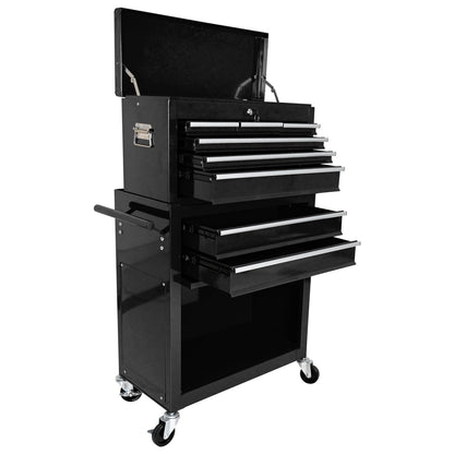 Black Steel Tool Trolley with Wheels for Garage Workshop Storage