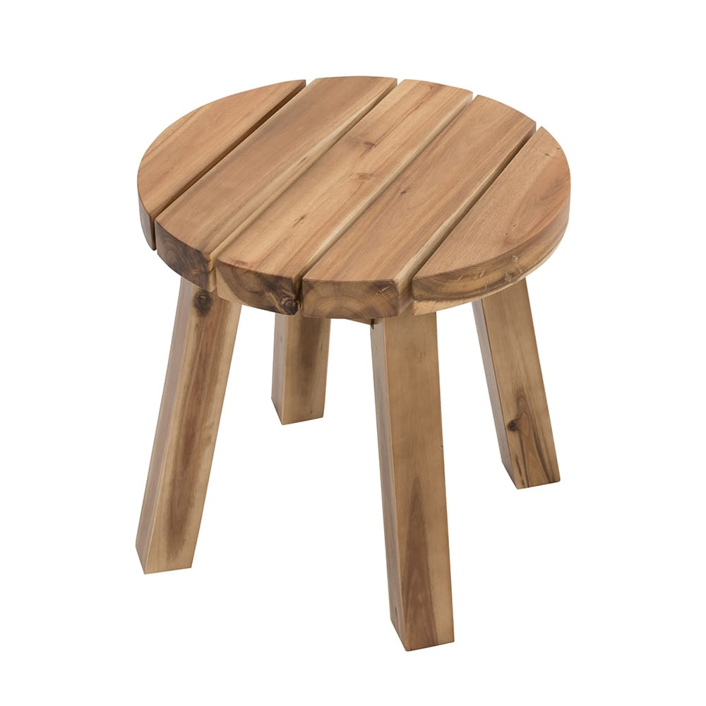 16 Inch Round Acacia Wood Side Table