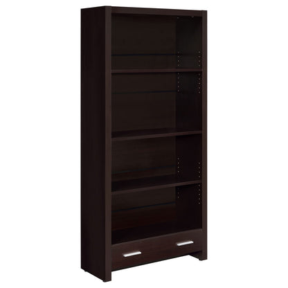 Cappuccino 5 Shelf Bookcase with Drawer in MDF for Living Room
