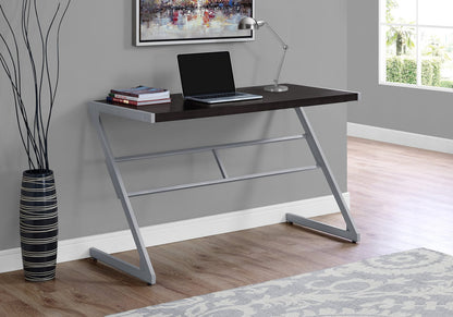 Espresso MDF Computer Desk with Z-Shaped Metal Base for Small Spaces for Home Office