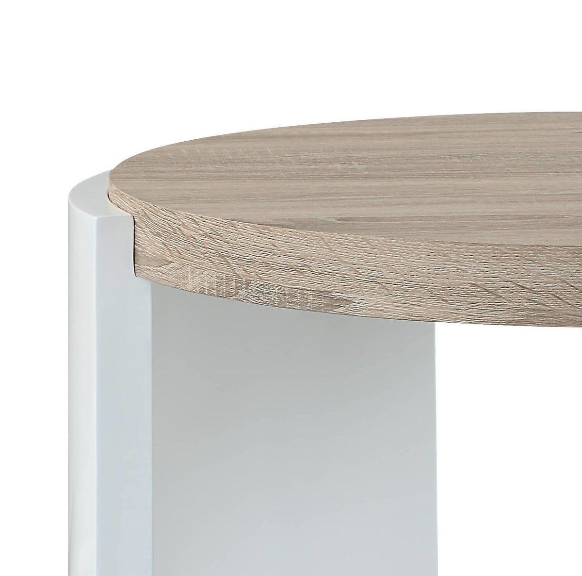 Zoma Oak & White High Gloss End Table - Sleek Modern Design