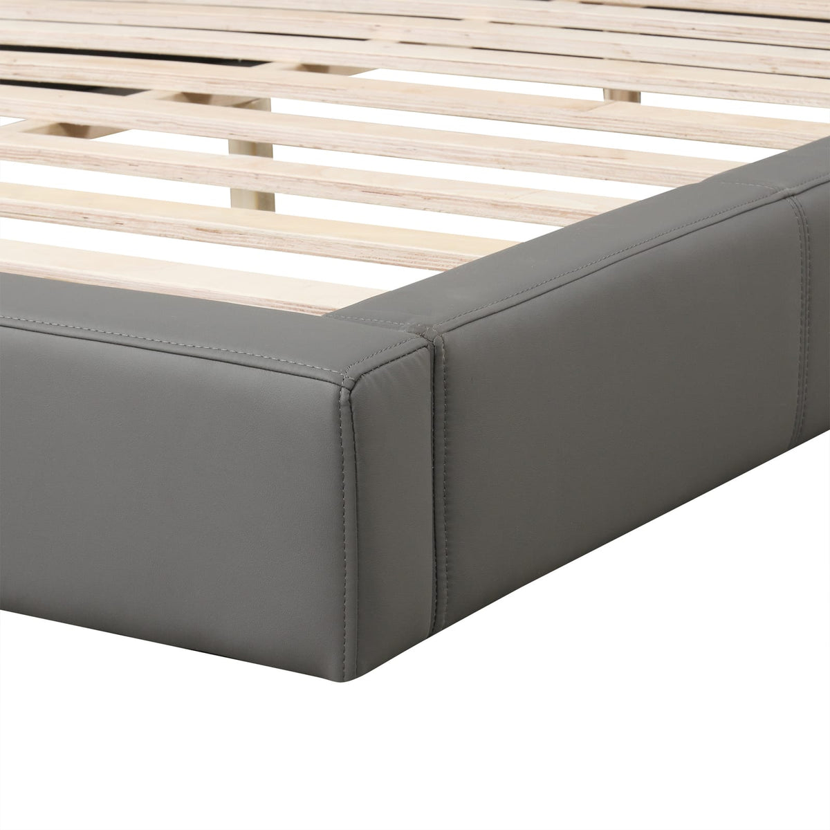 Stylish Gray Upholstered King Bed - Box Spring Not Required