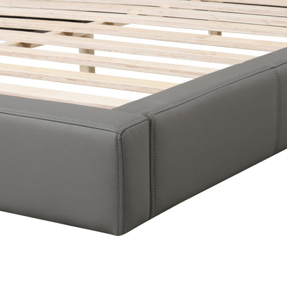 Stylish Gray Upholstered King Bed - Box Spring Not Required