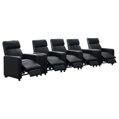 Warren Black Upholstered 5-seater Home Theater with 2 Wedge Consoles