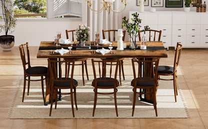 Rustic Brown Black Dining Table for Kitchen Storage and Dining Room