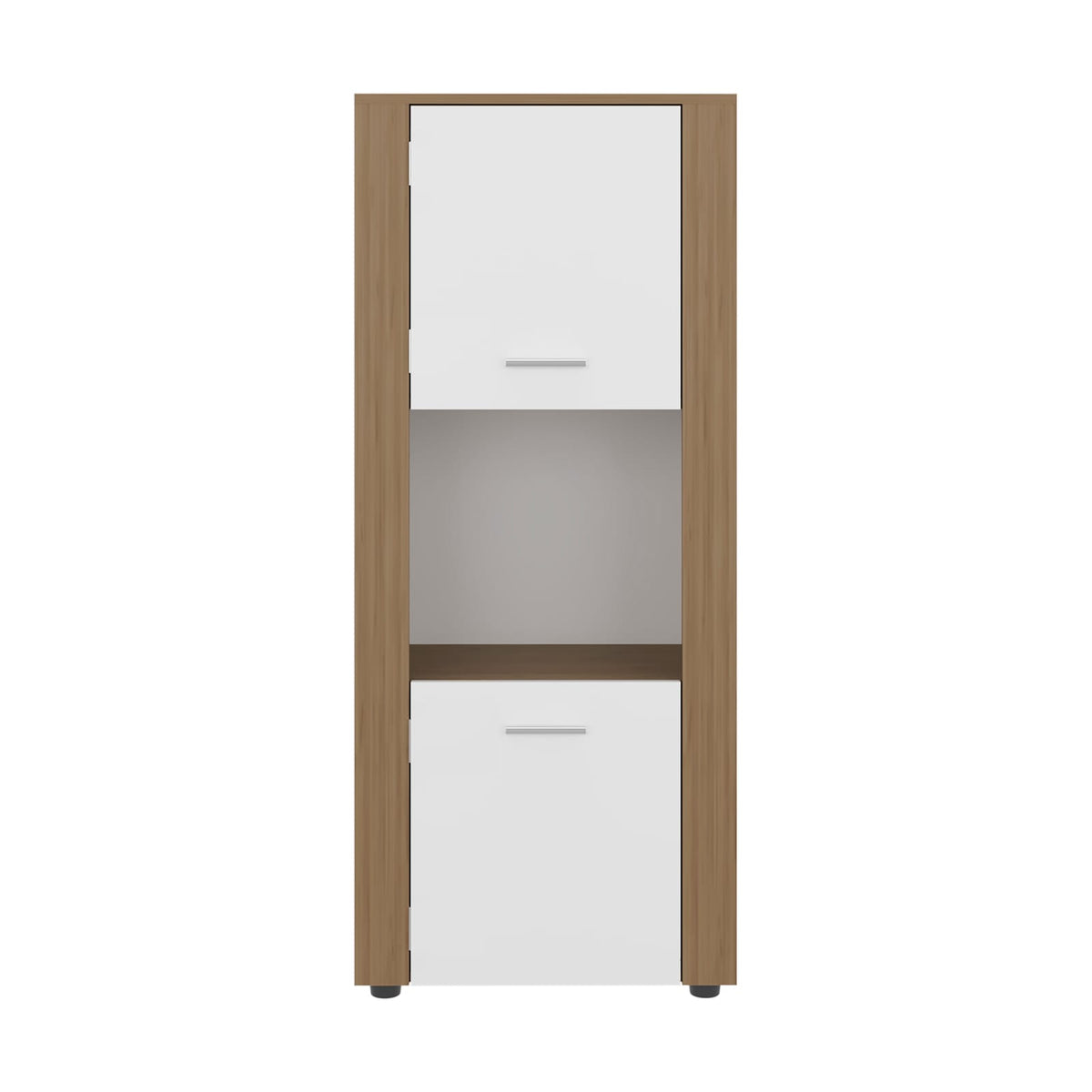 53" Natural White Engineered Wood Bookcase with Doors & Shelves for Living Room