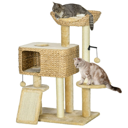 Large Beige Cat Tree - 38" Indoor Cat Tower