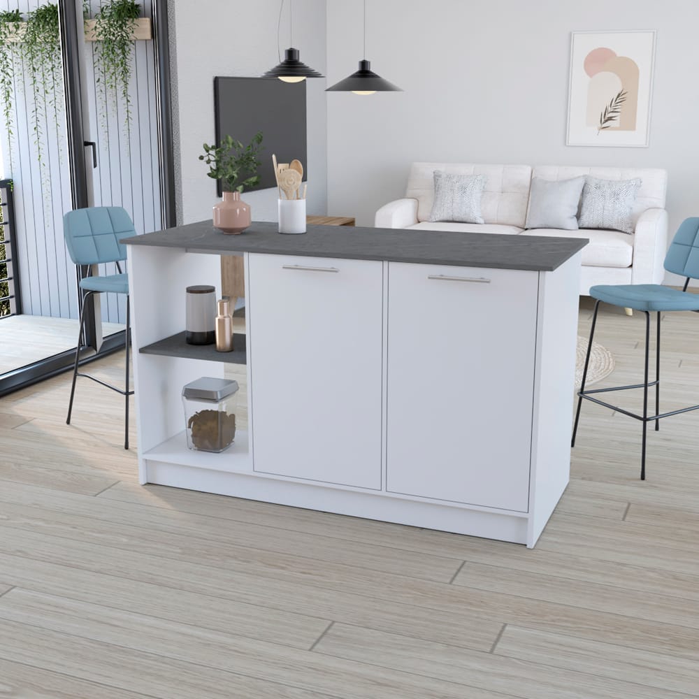 Multicolor Kitchen Island with Storage - 59" Countertop