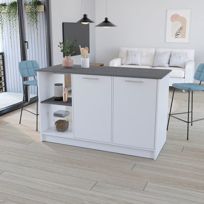Multicolor Kitchen Island with Storage - 59" Countertop