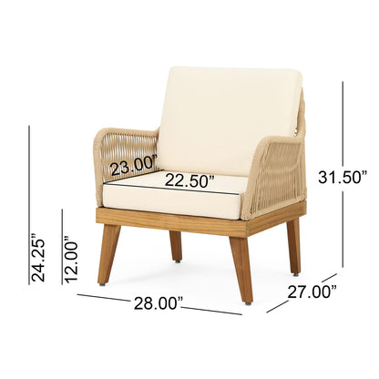 Teak Acacia Wood Chat Set - Loveseat & 2 Chairs, Outdoor Patio Furniture