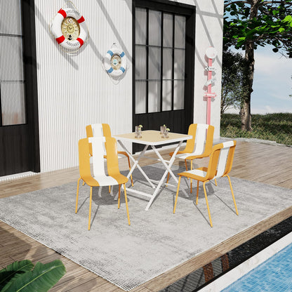 Beige Tropical Orange White Patio Chairs 4 Pack Outdoor Seating